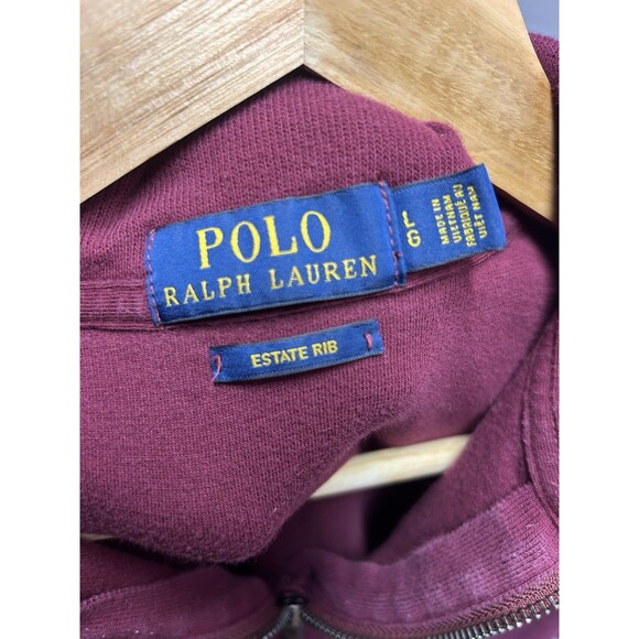 Polo Ralph Lauren Estate Rib Men’s L 1/4 Zip Maroon Pullover Sweatshirt - Picture 7 of 7